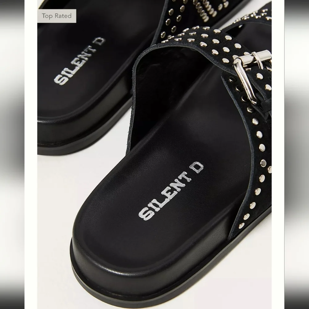 Silent D Studded Slide Sandals - black